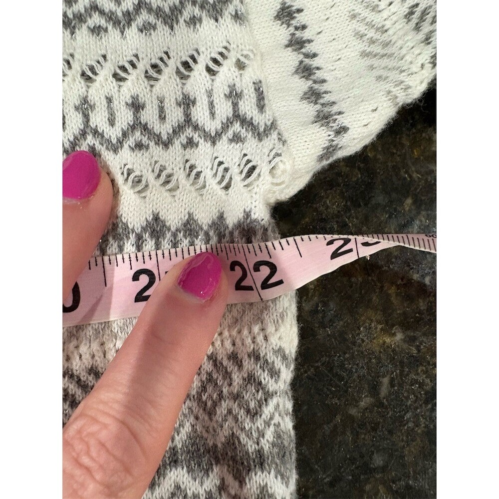 Alfred Dunner Sweater Womens Size L Silver White Geometric Knit Pullover - Picture 7 of 8